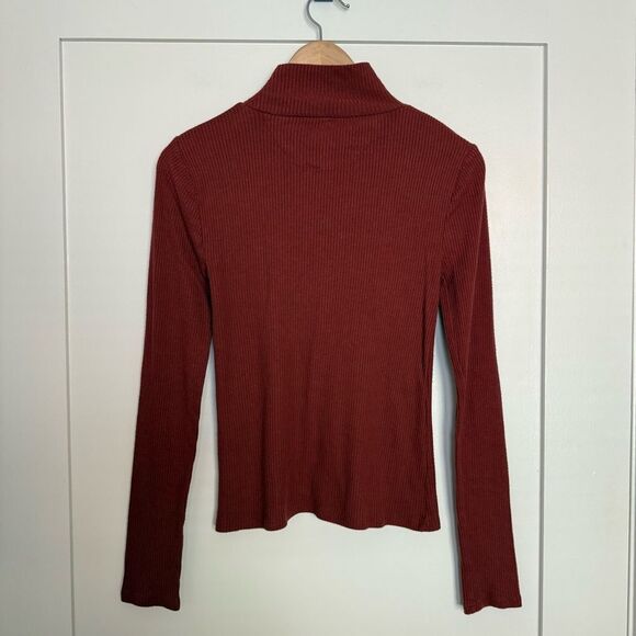 Faherty Top Womens Sz S Rust Red Legend Rib Rosco Turtleneck Long Sleeve - Picture 7 of 12